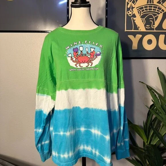 Wine Flies Beachy Tie Dye Shirt - Picture 1 of 4